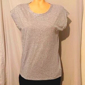 Michael Kors silver mesh neckline Dressy Tee